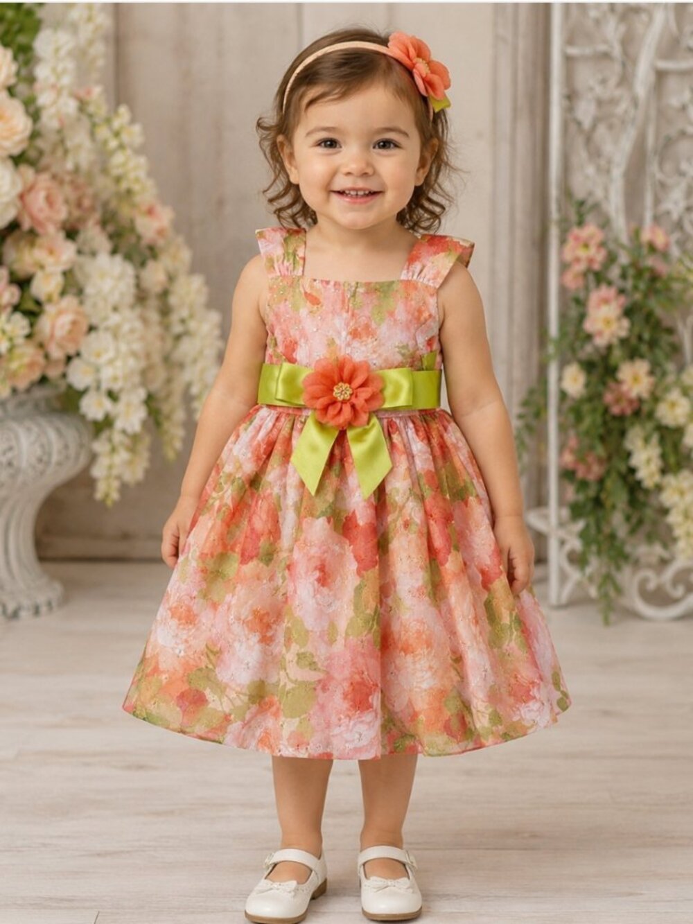 Bonnie Jean Girls 2T Floral Eyelet Party Dress Wedding NWOT